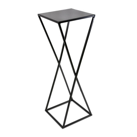 Nowoczesny kwietnik stojący 70 cm czarny Wykonany z metalu, prosty i stylowy stojak na kwiatki w kolorze czarnym