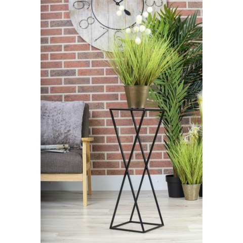 Nowoczesny kwietnik stojący 70 cm czarny Wykonany z metalu, prosty i stylowy stojak na kwiatki w kolorze czarnym