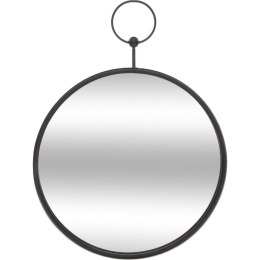 Okrągłe lustro ścienne 30 cm Metalowa rama w kolorze czarnym, obręcz u góry ułatwiająca zawieszenie, stylowy i funkcjonalny doda