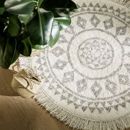 Okrągły dywan Etnik 120 cm Z frędzelkami, bawełniany materiał, minimalistyczny i elegancki wzór