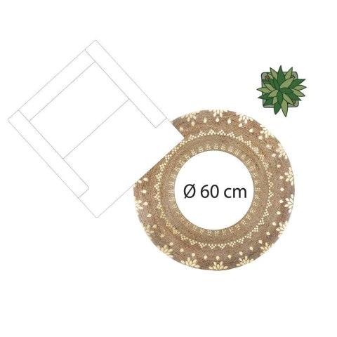 Okrągły dywan jutowy 115 cm Złoty wzór, naturalny materiał, minimalistyczny i elegancki design