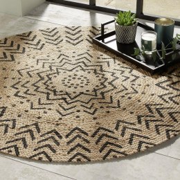 Okrągły dywan jutowy 120 cm wzór 1 Orientalny wzór, naturalny materiał, minimalistyczny i elegancki design