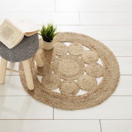Okrągły dywan jutowy Lace 80 cm Ażurowy wzór, naturalny materiał, minimalistyczny i elegancki design