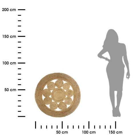 Okrągły dywan jutowy Lace 80 cm Ażurowy wzór, naturalny materiał, minimalistyczny i elegancki design