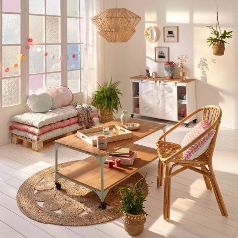 Okrągły dywan jutowy Lace 80 cm Ażurowy wzór, naturalny materiał, minimalistyczny i elegancki design