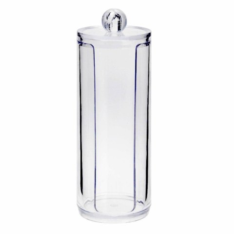 Pojemnik na płatki kosmetyczne Przeźroczyste eleganckie pudełko z przykrywką z serii Eleganza na waciki kosmetyczne o wymiarach: