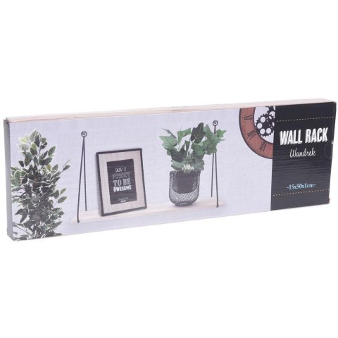 Półka drewniana ścienna minimalistyczna Wisząca półka z drewna na metalowych wspornikach, na kwiaty i dekoracje, do aranżacji w 