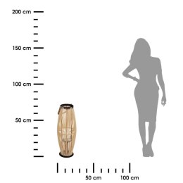 Stojący lampion bambusowy 72 cm Szklany klosz na świecę w zestawie, wytrzymały uchwyt ułatwiający przenoszenie, elegancki i styl