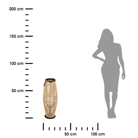 Stojący lampion bambusowy 72 cm Szklany klosz na świecę w zestawie, wytrzymały uchwyt ułatwiający przenoszenie, elegancki i styl