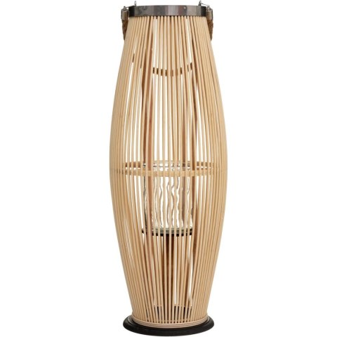 Stojący lampion bambusowy 72 cm Szklany klosz na świecę w zestawie, wytrzymały uchwyt ułatwiający przenoszenie, elegancki i styl
