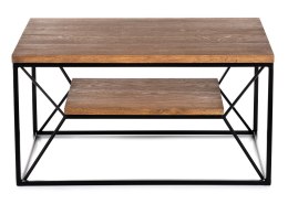 Stolik kawowy OakLoft 80 cm dębowy loft Stolik wykonany z metalu oraz drewna dębowego, solidny i loftowy stoliczek do salonu, 80