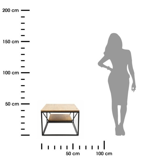 Stolik kawowy z półką 80x60 cm BasicLoft Stolik wykonany z metalu oraz laminowaj płyty MDF, solidny i loftowy stoliczek do salon