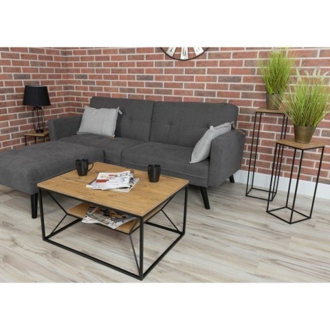 Stolik kawowy z półką 80x60 cm BasicLoft Stolik wykonany z metalu oraz laminowaj płyty MDF, solidny i loftowy stoliczek do salon