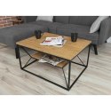 Stolik kawowy z półką 80x60 cm BasicLoft Stolik wykonany z metalu oraz laminowaj płyty MDF, solidny i loftowy stoliczek do salon