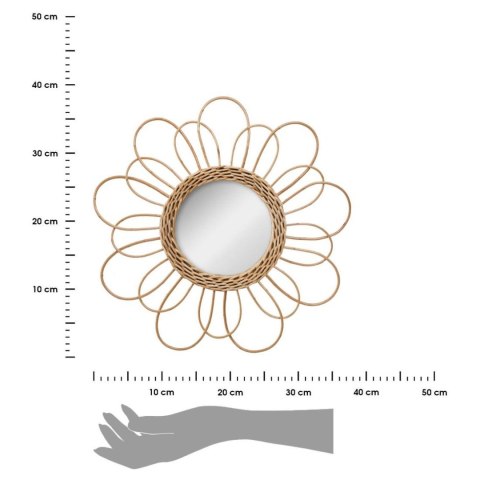 Wiklinowe lustro kwiat 38 cm W naturalnym kolorze, oryginalny kształt, elegancki i stylowy dodatek do wnętrz