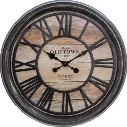 Zegar ścienny 3D Old Town 50 cmWykonany z metalu i płyty MDF imitującej drewno, rzymskie cyfry, idealny do wnętrz urządzonych w 