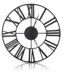 Zegar ścienny vintage czarny 36,5 cm Wykonany z metalu, rzymskie cyfry, cichy mechanizm, idealny do wnętrz urządzonych w stylu l
