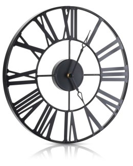 Zegar ścienny vintage czarny 36,5 cm Wykonany z metalu, rzymskie cyfry, cichy mechanizm, idealny do wnętrz urządzonych w stylu l
