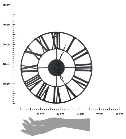 Zegar ścienny vintage czarny 36,5 cm Wykonany z metalu, rzymskie cyfry, cichy mechanizm, idealny do wnętrz urządzonych w stylu l