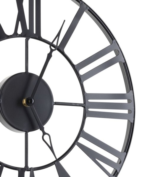 Zegar ścienny vintage czarny 36,5 cm Wykonany z metalu, rzymskie cyfry, cichy mechanizm, idealny do wnętrz urządzonych w stylu l