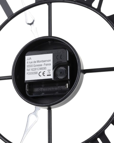 Zegar ścienny vintage czarny 36,5 cm Wykonany z metalu, rzymskie cyfry, cichy mechanizm, idealny do wnętrz urządzonych w stylu l