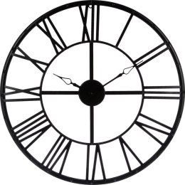 Zegar ścienny vintage czarny 70 cm Wykonany z metalu, rzymskie cyfry, cichy mechanizm, idealny do wnętrz urządzonych w stylu lof