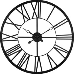 Zegar ścienny vintage czarny 96 cm Wykonany z metalu, rzymskie cyfry, cichy mechanizm, idealny do wnętrz urządzonych w stylu lof