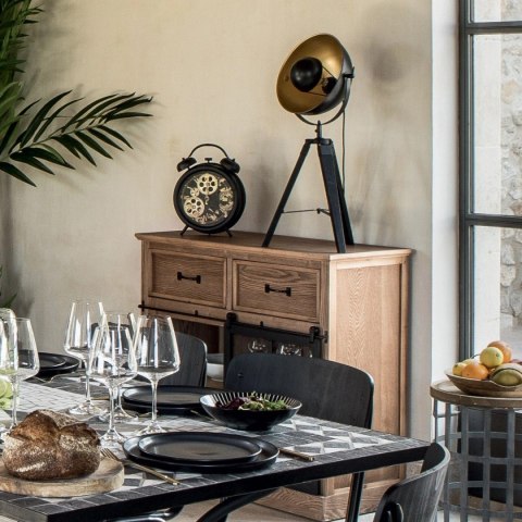 Zegar stołowy Meca Wykonany z metalu w kolorze czarnym, cichy mechanizm, idealny do wnętrz urządzonych w stylu loft