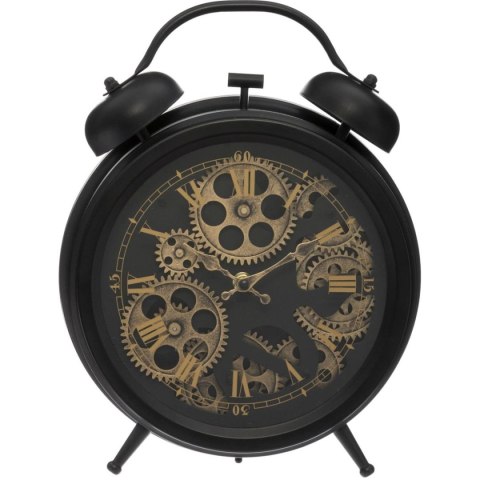 Zegar stołowy Meca Wykonany z metalu w kolorze czarnym, cichy mechanizm, idealny do wnętrz urządzonych w stylu loft