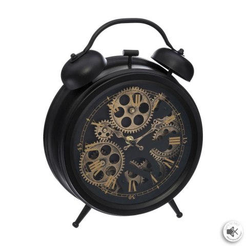 Zegar stołowy Meca Wykonany z metalu w kolorze czarnym, cichy mechanizm, idealny do wnętrz urządzonych w stylu loft