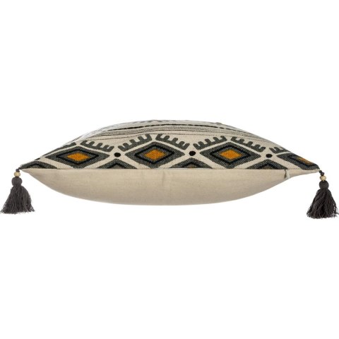 Bawełniana poszewka Aztec 40x40 cm Ozdobiona 4 pomponikami na rogach, wykończenie w postaci 12 cekinów, wyposażona w zamek błysk