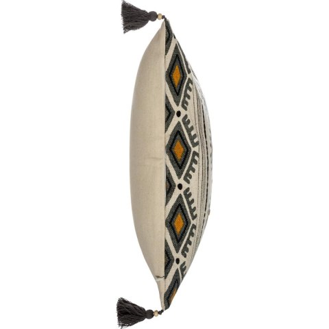 Bawełniana poszewka Aztec 40x40 cm Ozdobiona 4 pomponikami na rogach, wykończenie w postaci 12 cekinów, wyposażona w zamek błysk