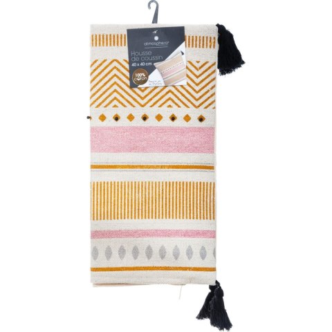 Bawełniana poszewka Pearl 40x40 cm Ozdobiona 4 pomponikami na rogach, wykończenie w postaci 8 czarnych pereł, wyposażona w zamek