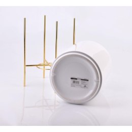 Doniczka na stojaku Neva biała 29 cm Wykonana z ceramiki, metalowy stojak w kolorze złotym, idealna dekoracja każdego wnętrza cz