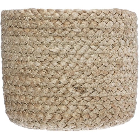 Komplet 3 czarnych koszy jutowych Okrągły kształt, połączenie naturalnej kolorystyki z czernią, każdy w innym rozmiarze