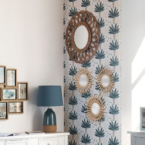 Komplet 3 luster ściennych Sun 28 cm Rama wykonana z wikliny, 3 lustra o jednakowej średnicy w zestawie, elegancki i stylowy dod