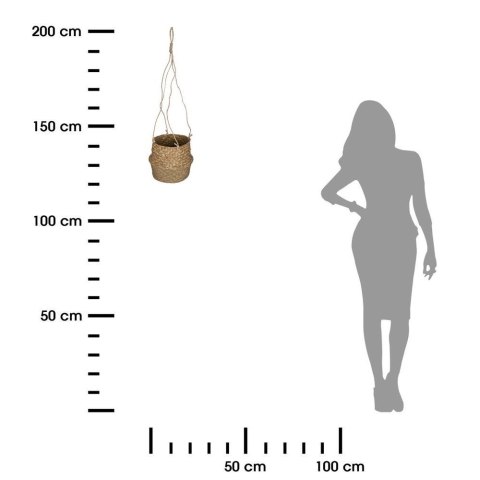 Kwietnik wiszący z trawy morskiej 18 cm Okrągły kształt, naturalna kolorystyka, w stylu boho