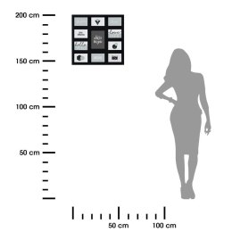 Ramka Gael czarna na 11 zdjęć Wykonana z płyty MDF, 10 miejsc na zdjęcia w formacie 10x15 cm i jedno na zdjęcie w formacie 15x21
