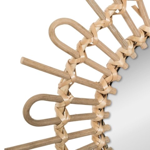 Wiklinowe lustro ścienne Słońce 50 cm W naturalnym kolorze, nowoczesny kształt, elegancki i stylowy dodatek do wnętrz