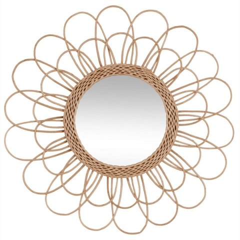 Wiklinowe lustro ścienne kwiat 56 cm W naturalnym kolorze, oryginalny kształt, elegancki i stylowy dodatek do wnętrz