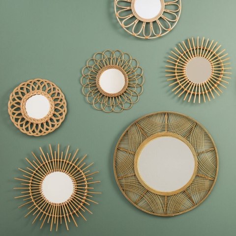 Wiklinowe lustro ścienne kwiat 56 cm W naturalnym kolorze, oryginalny kształt, elegancki i stylowy dodatek do wnętrz