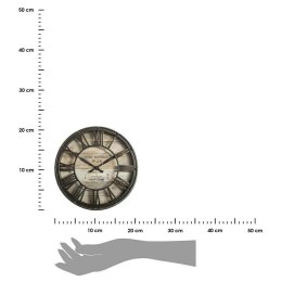 Zegar ścienny vintage brązowy 21 cm Wykonany z metalu i płyty MDF imitującej drewno, rzymskie cyfry, cichy mechanizm, idealny do