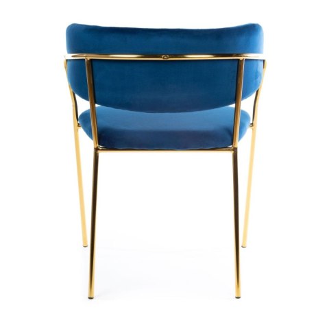 Krzesło Rarity Gold Navy Blue Wykonane z aksamitnego, przyjemnego w dotyku materiału w kolorze niebieskim, złote nogi wykona
