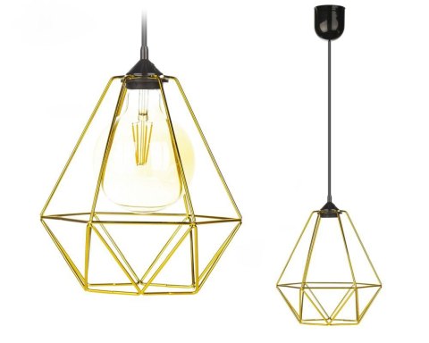 Lampa wisząca Paris Diamond 24 cm złota Stylowa lampa wisząca druciak w kolorze błyszczącego złota, w stylu glamour połysk 24 cm