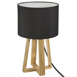 Lampka nocna Molu czarna 34,5 cm Podstawa wykonana z drewna sosnowego w naturalnym kolorze, czarny materiałowy abażur, idealna d