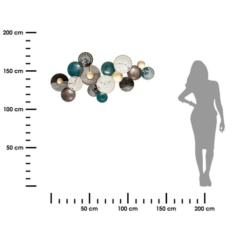 Metalowa ozdoba ścienna Lison 135x66 cm Złożona z połączonych ze sobą okręgów z których część zdobi ażurowy wzór, wielokolorowa,