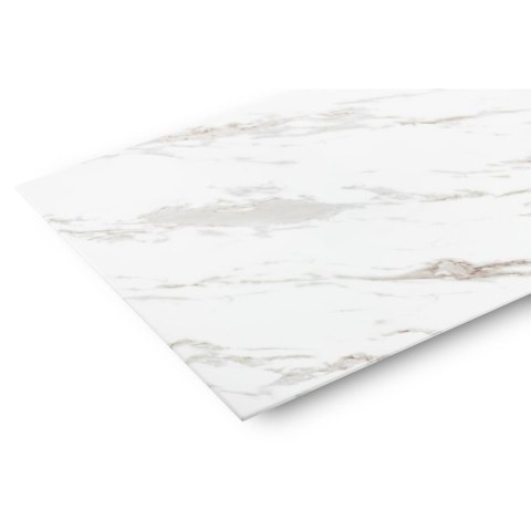 Stolik pomocnik Lurus Gold White 40 cm Wykonany ze stali nierdzewnej, polerowanej na wysoki połysk w kolorze złotym, blat z hart