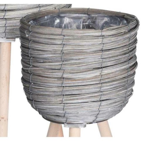 Komplet donic na trójnogu kolor szary Zestaw 3 szt osłonek wykonanych i plecionych w trawy morskiej, na drewnianych nogach o wys