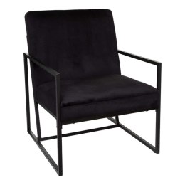 Metalowy fotel Micah Black Velvet Stabilny i wytrzymały metalowy korpus, idealny jako wyposażenie salonu lub sypialni, mebel do 