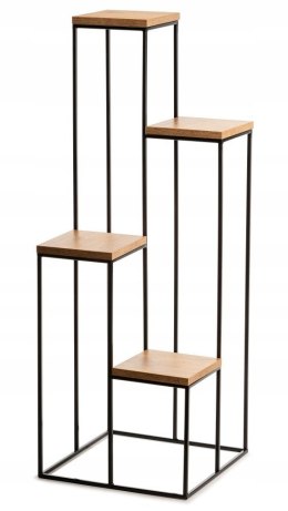 Nowoczesny kwietnik stojak 110 cm czarny Wykonany z metalu, prosty i stylowy stojak na kwiatki w kolorze czarnym z blatami z pły